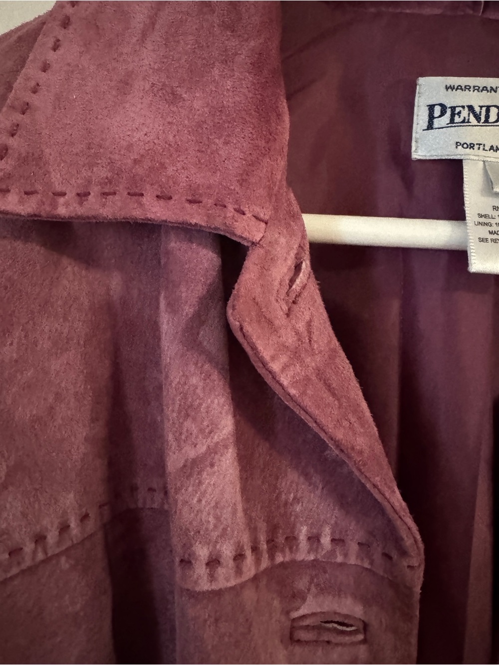 Pendleton Mauve Suede Button-Front Jacket - Picture 3 of 5